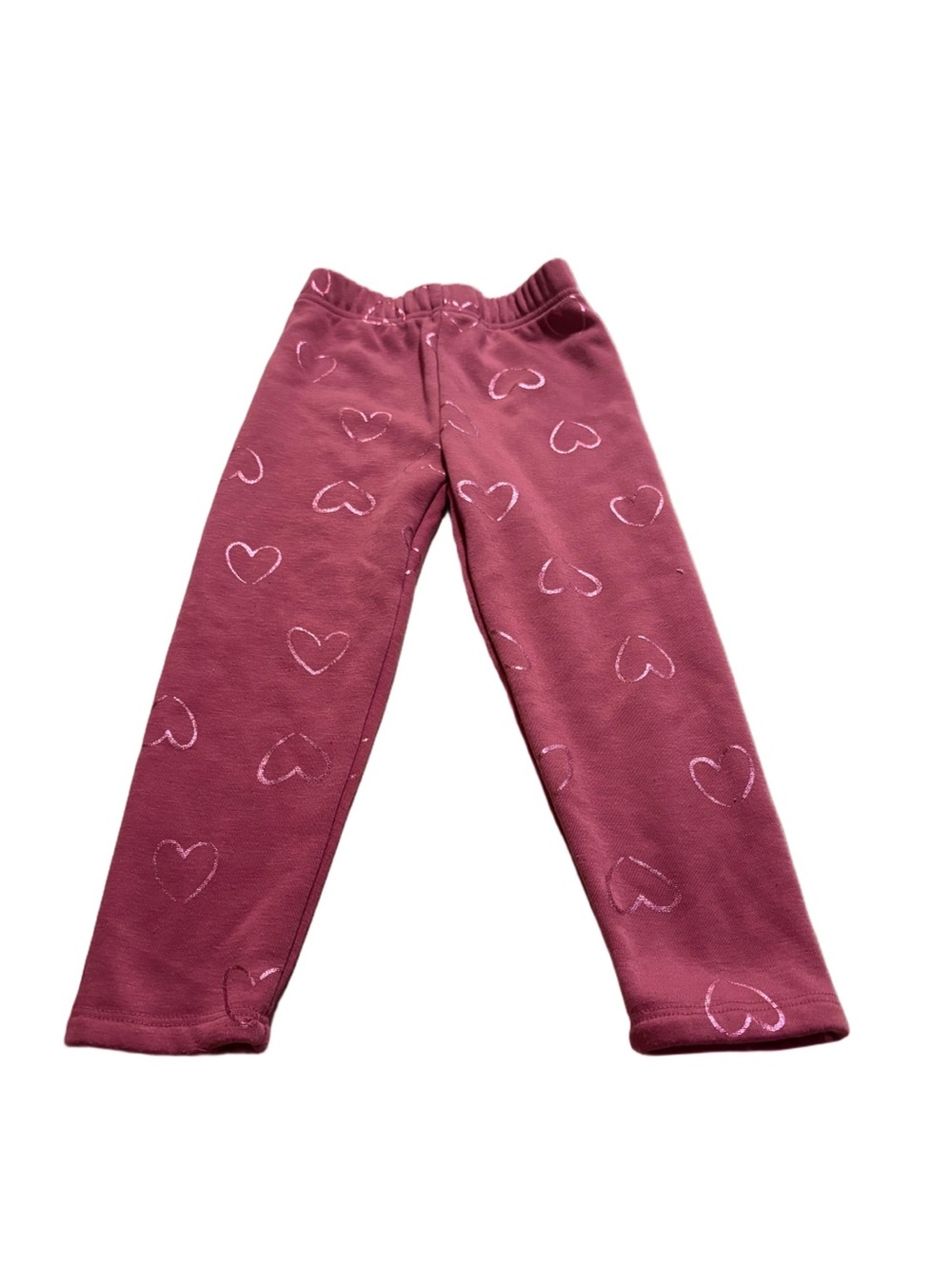 Pink Toddler Fleece lined Heart Pattern Pants Size 3T